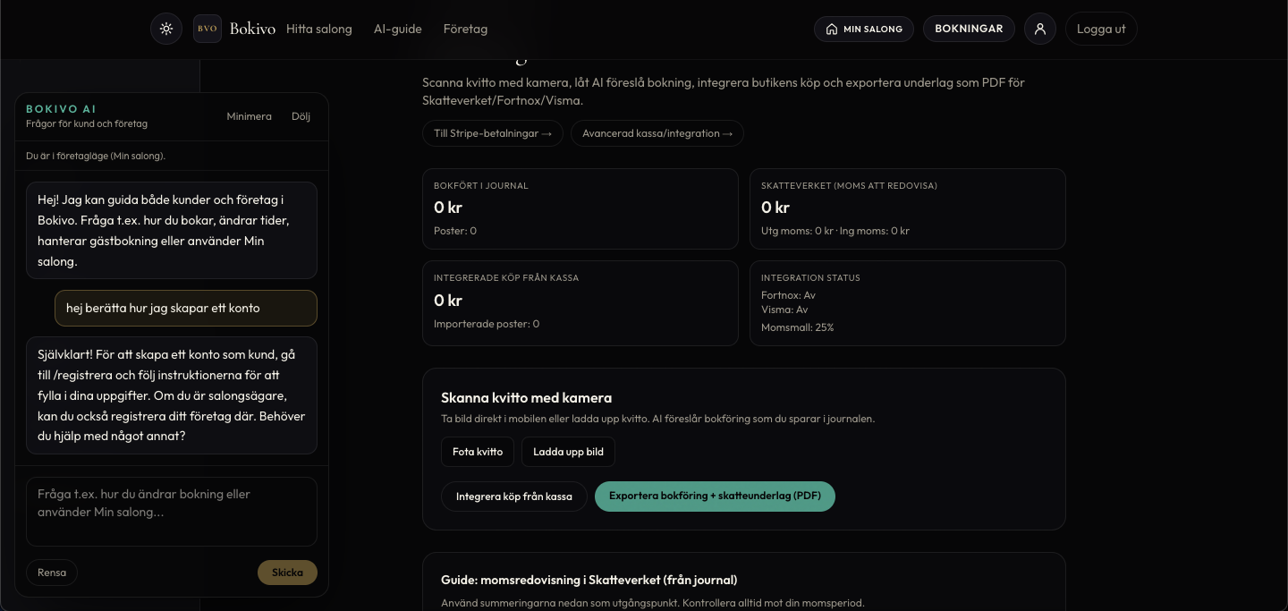 Bokföring – dashboard & export
